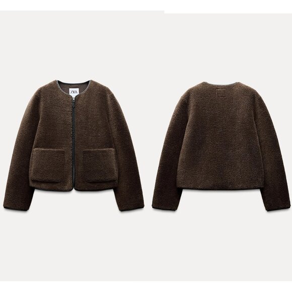NEW ZARA jacket with faux shearling 8372 size S - Picture 2 of 4